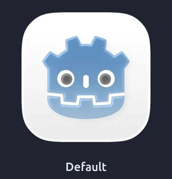 One Godot.icon file rendered in Default, Dark, Clear and Tinted appearances